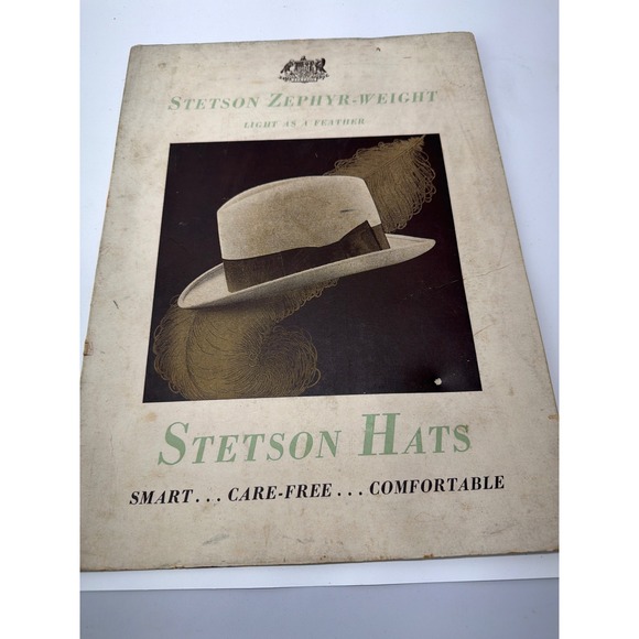 Stetson Other - Vintage Stetson Zephyr-Weight Hat Advertisement Card Store Display No 207 10x14